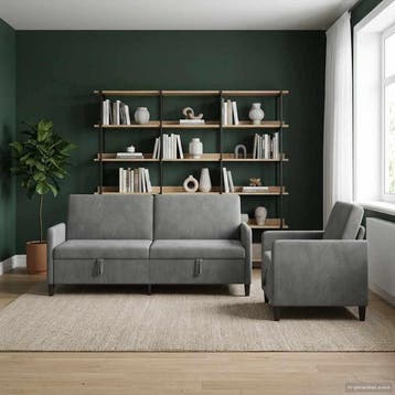 vidaXL Sofa Set Met Opslag 2 st Donkergrijs Polyester, Huis en Inrichting, Verzenden, Nieuw
