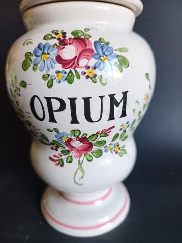 Pot de pharmacie - Faïence fine - OPIUM