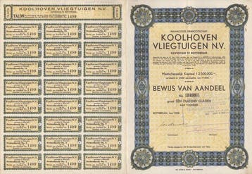 Nederland. KOOLHOVEN Vliegtuigen 1938 (Zonder minimumprijs)