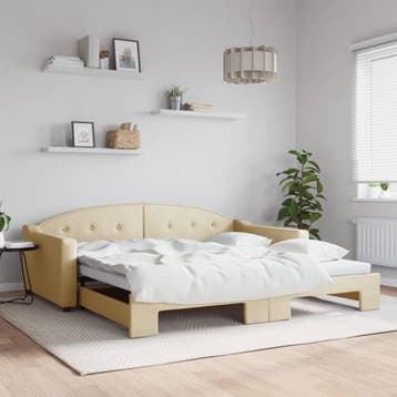 vidaXL Slaapbank met onderschuifbed 100x200 cm stof, Verzenden