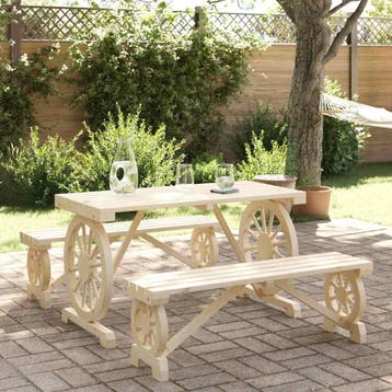 vidaXL 3-delige Tuinset massief vurenhout, Verzenden, Tuinset