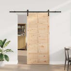 vidaXL Schuifdeur Naturel 80 x 208 cm Massief grenenhout, Verzenden, Nieuw