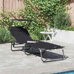 vidaXL Opvouwbare zonnebed Zwart 190 x 57 x 81 cm oxford, Tuin en Terras, Verzenden, Nieuw