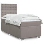 vidaXL Boxspring met matras stof taupe 90x200 cm, Verzenden