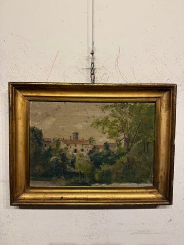 Italiaanse school (XIX) - Scorcio di Campanile