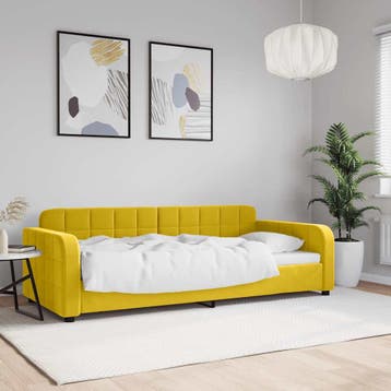 vidaXL Slaapbank 90x200 cm fluweel geel, Verzenden