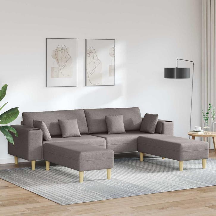 vidaXL bank / zetel 3 st Taupe Stof, Huis en Inrichting, Zetels | Zetels, Nieuw, Verzenden