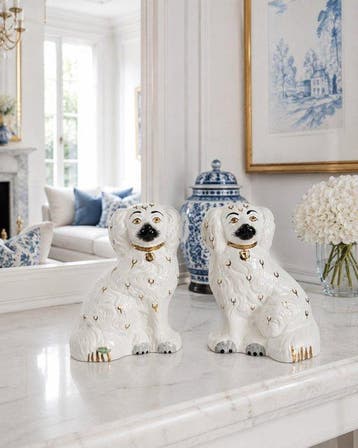 Beswick - sculptuur, Staffordshire Spaniel / Mantle Dogs -