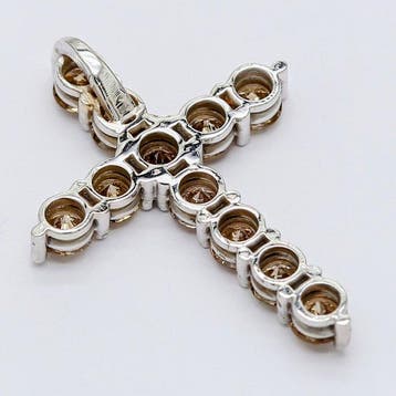 Pendentif en forme de croix - 14 carats Or blanc - 1.65ct.