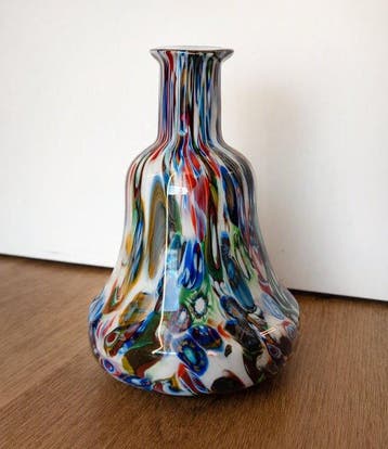 Vase en forme de bouteille - Verre de Murano - Millefiori, Antiquités & Art