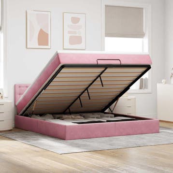 vidaXL Ottoman bed met matras 180x200 cm fluweel roze, Verzenden, Nieuw