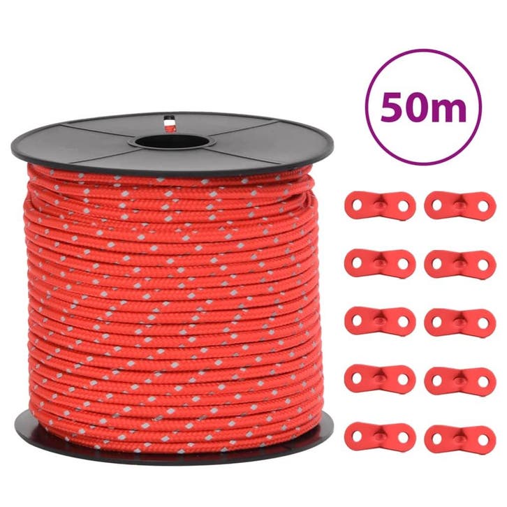 vidaXL Tentscheerlijn met reflecterende strips en spanners, Caravanes & Camping, Accessoires de tente, Envoi