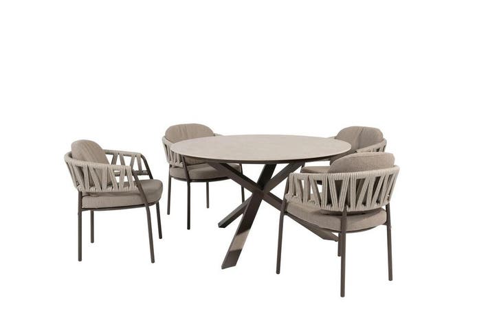 Taste by 4 Seasons Calma tuinset Terre met Prado tafel Ø 130, Jardin & Terrasse, Ensembles de jardin