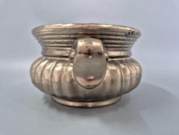 Vintage W. Germany Keramik Übertopf – Silber Schimmerndes