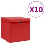 vidaXL Opbergboxen met deksel 10 st 28x28x28 cm rood, Verzenden, Nieuw