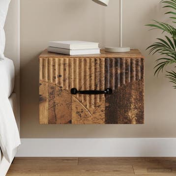 vidaXL Muurbevestigde Nachttafel met lade Oud hout 34,5 x 33, Verzenden, Nieuw