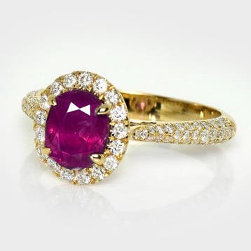 Zonder minimumprijs - Ring - 14 karaat GIA 1,80 ct Kashmir, Nieuw