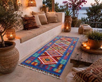 Kilim multicolore - inutilisé - Tapis - 200 cm - 60 cm -