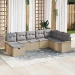 vidaXL Tuinbank Set met kussen met opslag 8 pcs Beige Poly, Tuin en Terras, Verzenden, Nieuw