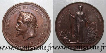 France Medaille Napoleon Iii Besuch In Lille 26 29 August..., Verzenden