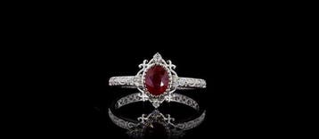 Ring - 14 karaat Witgoud - 1.09ct. tw. Robijn - Diamant, Nieuw
