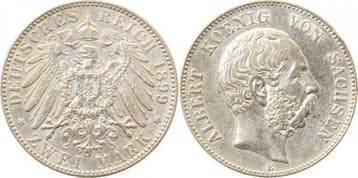 Duitsland 2 Mark Albert Sachsen 1899 E fast vorzueglich A..., Verzenden, België