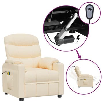 vidaXL Massagestoel elektrisch stof crèmekleurig, Verzenden