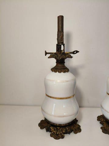 Tafellamp (2) - Opaline glas - Napoleon III-lampen