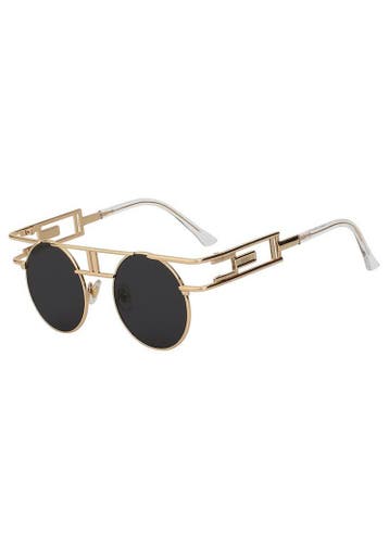 KIMU® Ronde Zonnebril Steampunk Burning Man Goud Montuur Ron, Ophalen of Verzenden, Nieuw, Zwart