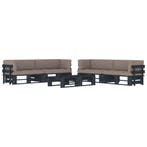 vidaXL 6-delige Loungeset pallet met kussens zwart, Verzenden, Nieuw, Loungeset