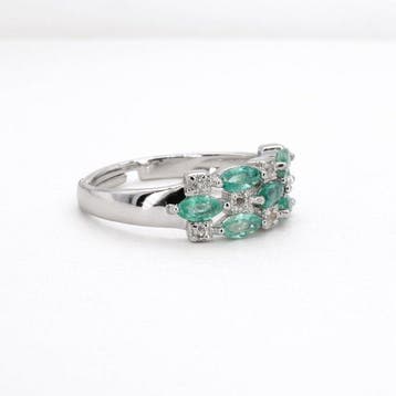 Zonder minimumprijs - Ring Verguld Smaragd - Topaas - 18k