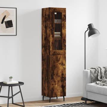 vidaXL Hoge kast 34,5x34x180 cm bewerkt hout gerookt, Verzenden, Nieuw
