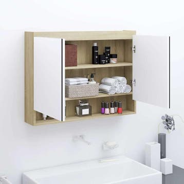 vidaXL Badkamerkast met spiegel 80x15x60 cm MDF wit en, Verzenden, Nieuw