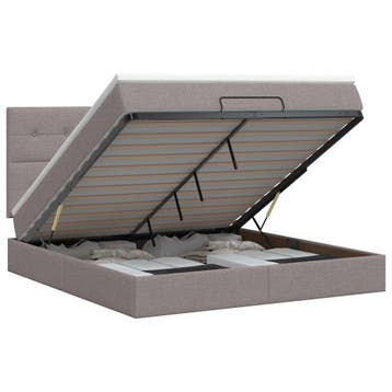 vidaXL Ottoman bed met matras met hoofdeinde Taupe 140 x 190, Maison & Meubles, Verzenden