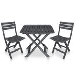 vidaXL 3-delige Bistroset inklapbaar kunststof antraciet, Tuin en Terras, Verzenden, Nieuw