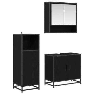 vidaXL Badkamermeubel Set 3 st Zwart Eiken 35 x 37,5 x 100, Verzenden, Nieuw