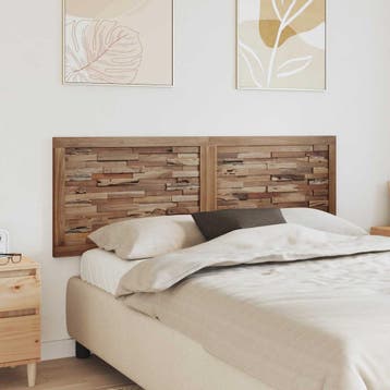 vidaXL Bed Hoofdbord Naturel Massief Teakhout, Huis en Inrichting, Slaapkamer | Bedden, Verzenden, Nieuw
