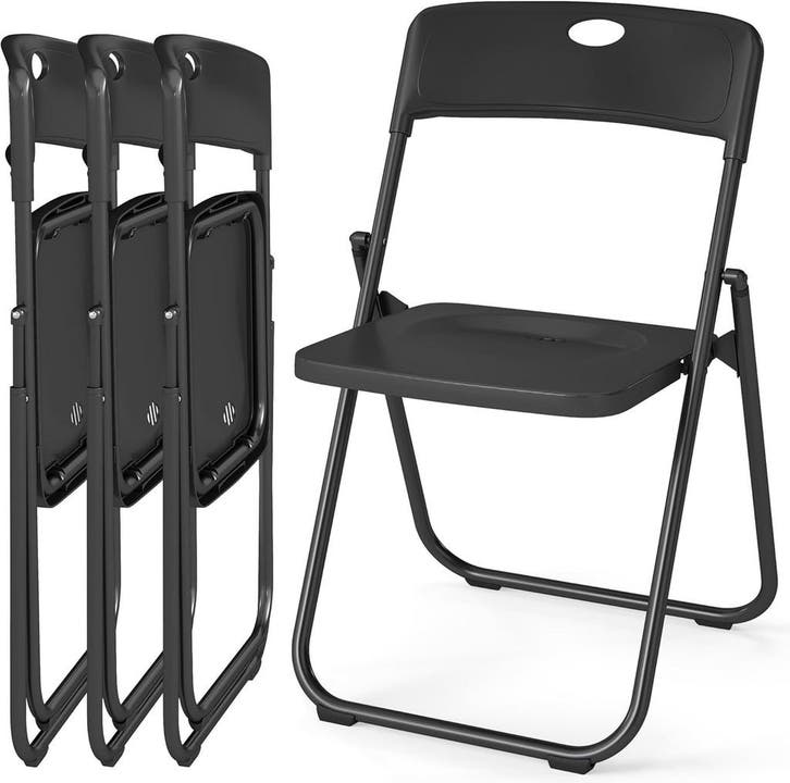 Klapstoelen - Vouwstoelen - Set van 4 - Eettafelstoelen - Zw, Caravans en Kamperen, Kampeermeubelen, Nieuw, Verzenden