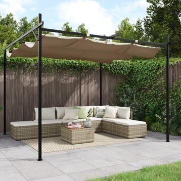 vidaXL Pergola met uitschuifbaar dak 295x292x230 taupe, Jardin & Terrasse, Tonnelles, Verzenden