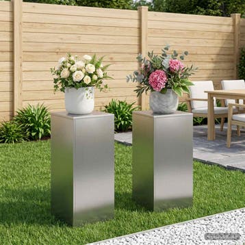 vidaXL Plantenstand 2 pcs zilver 30 x 30 x 60 cm Roestvrij, Verzenden