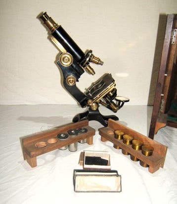 Antieke Microscoop met kist - 1850-1900 - Frankrijk - Nachet