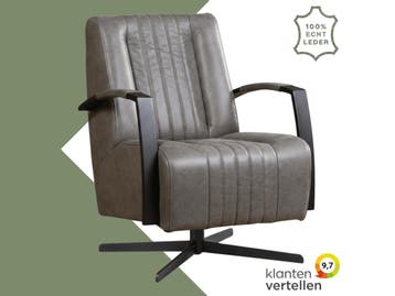 Leren draaifauteuil Galaxy - Vintage Grey (grijs) -, Ophalen of Verzenden