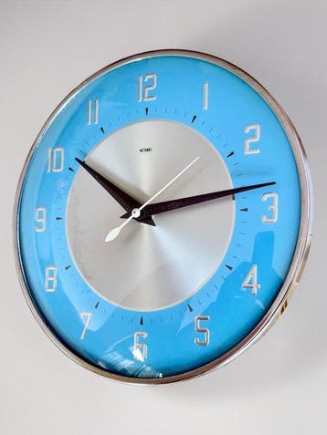 Wandklok - Metamec - Mid-century modern Glas, Chroom -