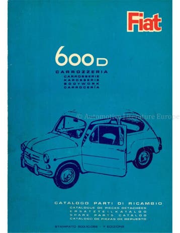 1964 FIAT 600 D CARROSSERIE ONDERDELENHANDBOEK
