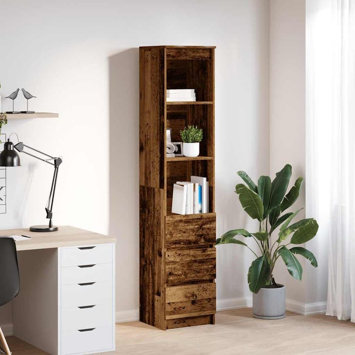 vidaXL Hoge kast 37,5x35x180 cm bewerkt hout oud houtkleurig, Huis en Inrichting, Kasten | Dressoirs, Nieuw, Verzenden