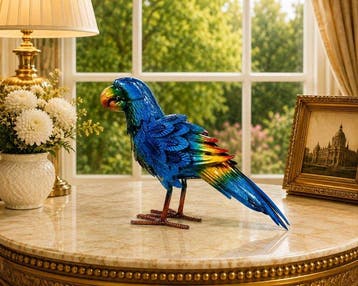 Decoratief ornament - Handcrafted Colorfull Parrot Sculpture