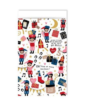 5x Cadeauzakje Pieten Party 12x19cm (Per 5 stuks), Verzenden, Nieuw, Cadeauzakje