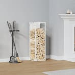 vidaXL Brandhoutrek 25x25x80 cm koudgewalst staal wit, Verzenden