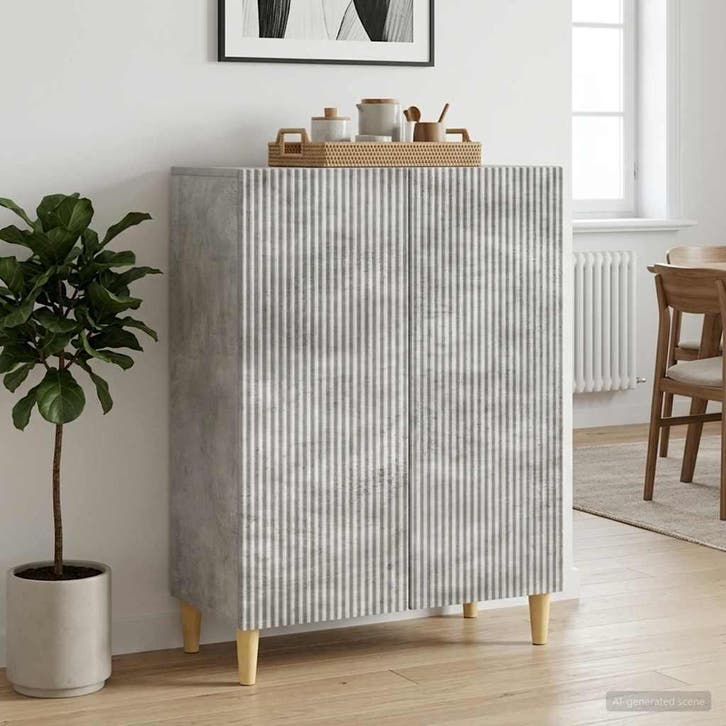 vidaXL Dressoir Betongrijs 66 x 34,5 x 90 cm Bewerkt hout, Huis en Inrichting, Kasten | Dressoirs, Nieuw, Verzenden