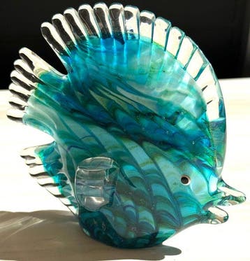 sculptuur, Kugelfisch - 14 cm - Murano-glas